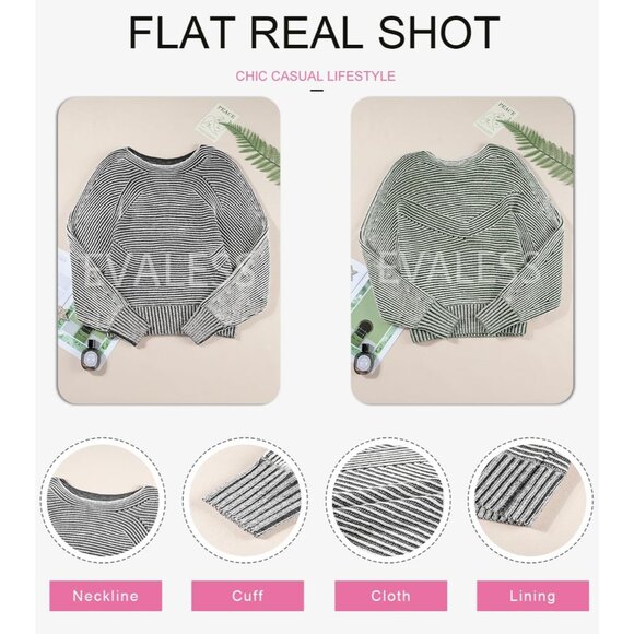 Women’s Striped Sweater Acrylic Oversized Pullover Fall Outfits - Picture 6 of 6